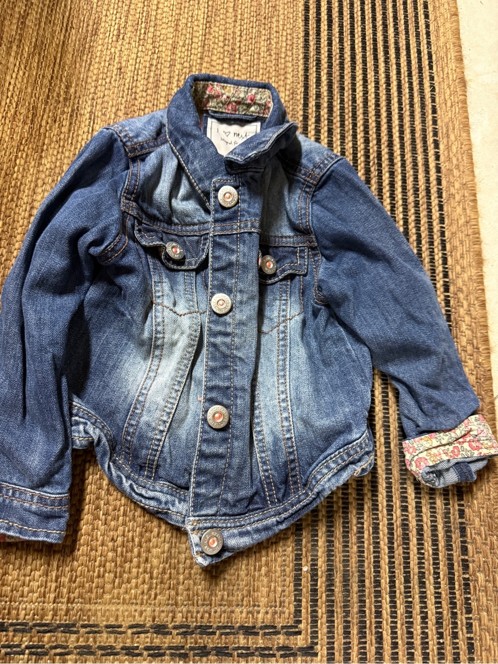 next Girls Denim Jacket with Floral Cuff Detail - Blue